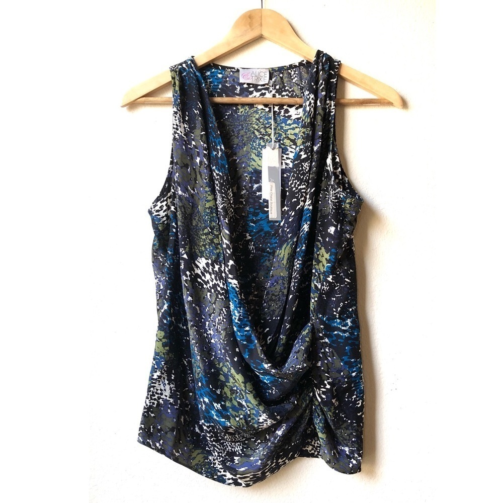 Alice & Trixie printed silk wrap sleeveless blouse